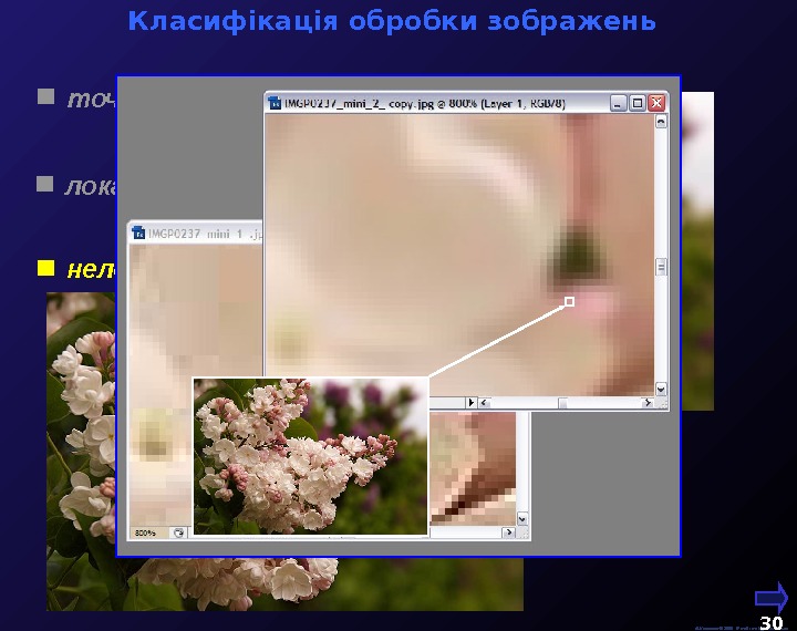  Класифікація обробки зображень  М. Кононов © 2009 E-mail: mvk@univ. kiev. ua 30 точкова 
