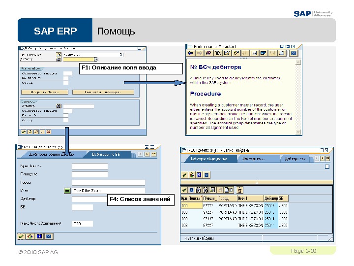 SAP ERPPage 1 - 10 © 2010 SAP AG Помощь F 1:  Описание поля ввода