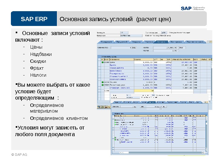 SAP ERPPage 4 - 17 © SAP AG Основная запись условий (расчет цен) Основные записи условий