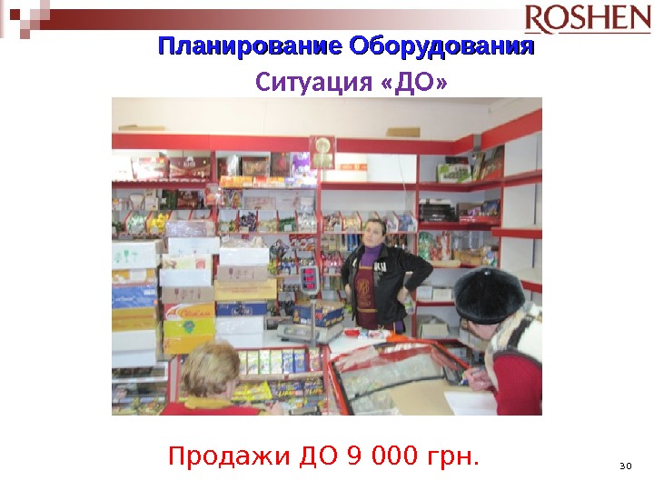 Планирование Оборудования Ситуация «ДО» Продажи ДО 9 000 грн. 30 
