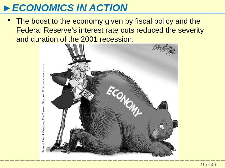 11 of 40► ECONOMICS IN ACTION The boost to the economy given by fiscal policy and