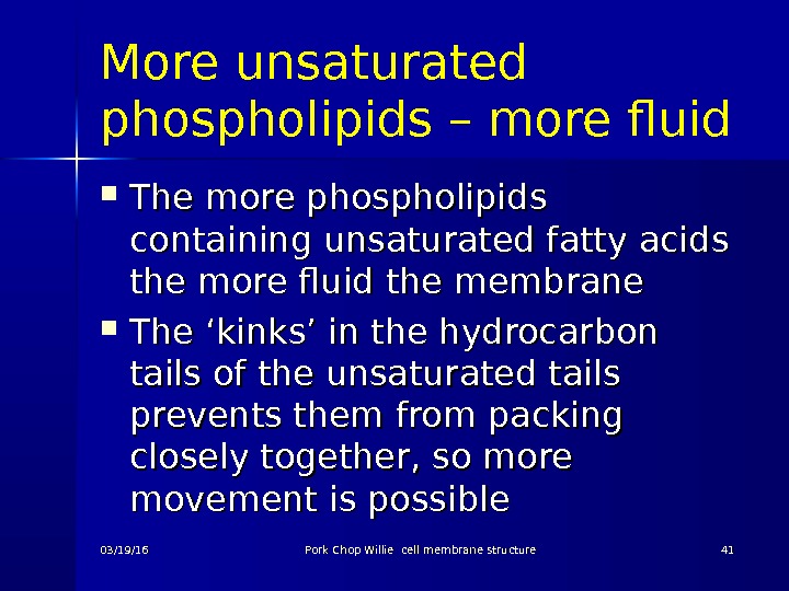 More unsaturated phospholipids – more fluid The more phospholipids containing unsaturated fatty acids the more fluid