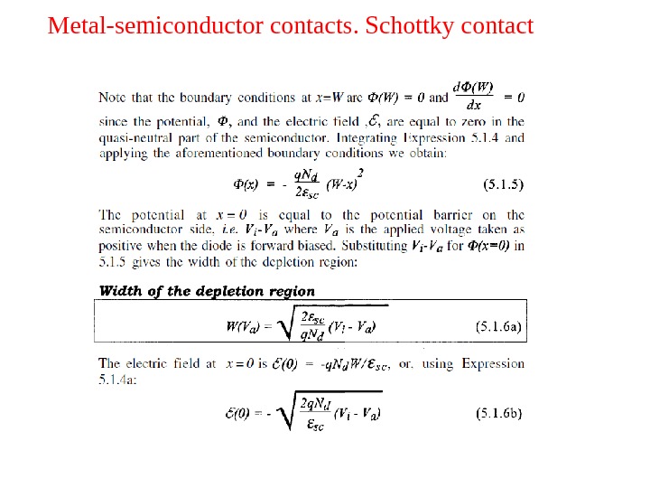 Metal-semiconductor contacts. Schottky contact 