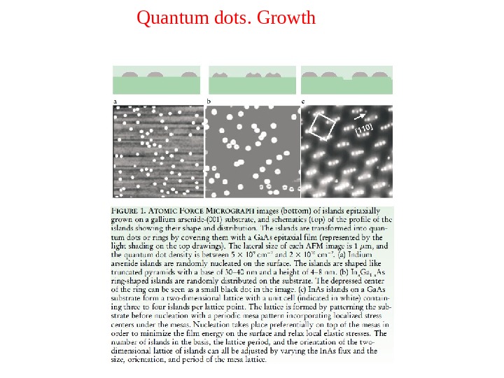 Quantum dots. Growth 