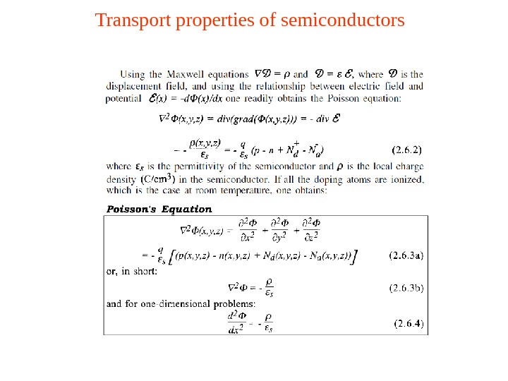 Transport properties of semiconductors 