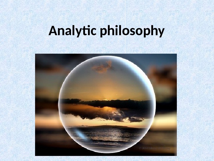 Analytic philosophy 