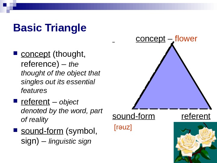 Basic Triangle concept (thought,  reference) – the thought of the object that singles out its