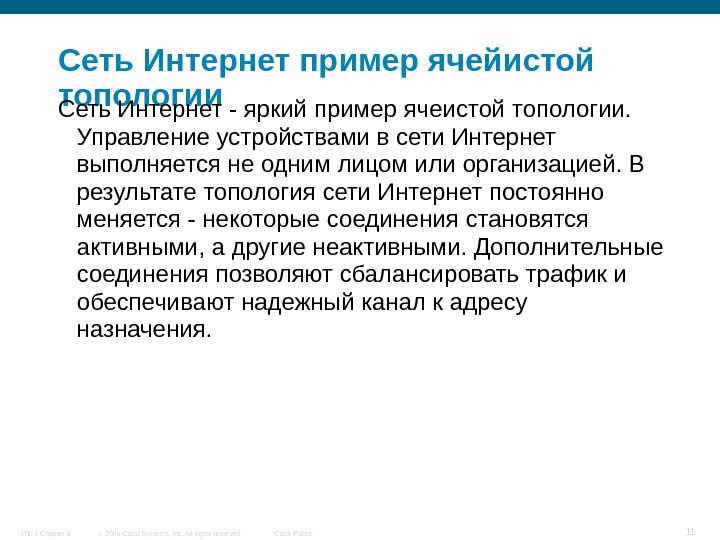 © 2006 Cisco Systems, Inc. All rights reserved. Cisco Public. ITE 1 Chapter 6 11 Сеть