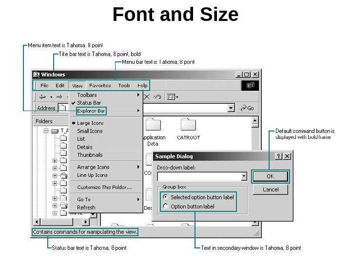Font and Size 