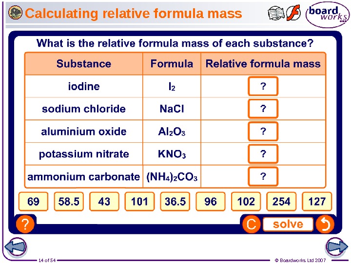 14 of 54 © Boardworks Ltd 2007 Calculating relative formula mass 