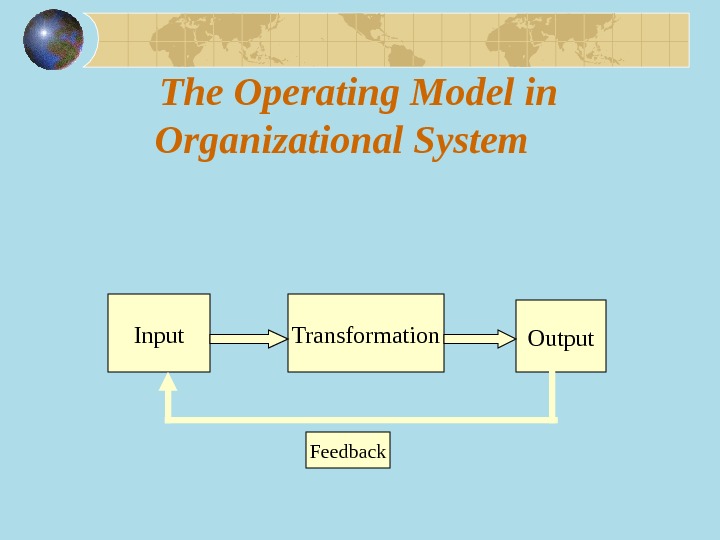   The Operating Model in Organizational System Input Transformation Output Feedback 