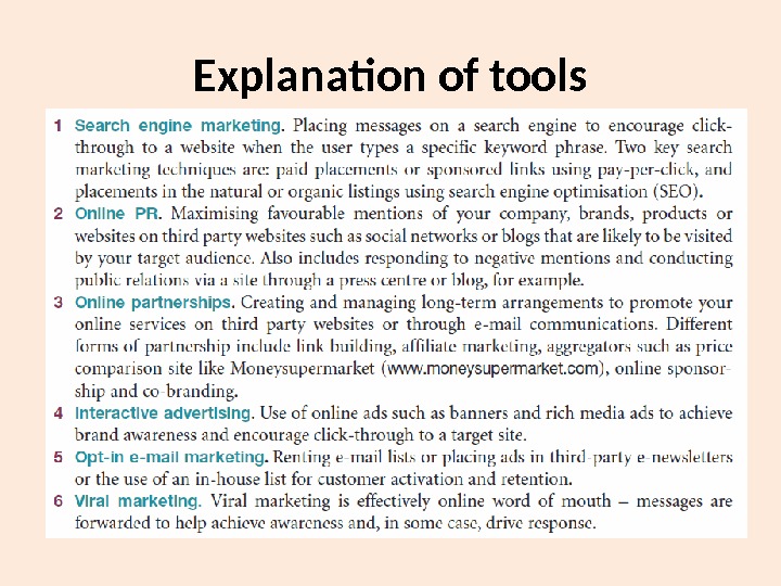 Explanation of tools 