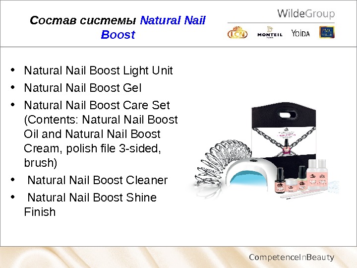 Competence In Beauty. Состав системы Natural Nail Boost • Natural Nail Boost Light Unit • Natural