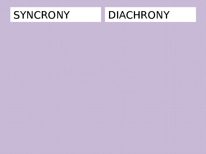 SYNCRONY DIACHRONY 