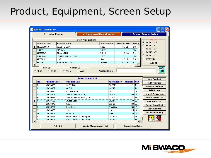 Product, Equipment, Screen Setup 