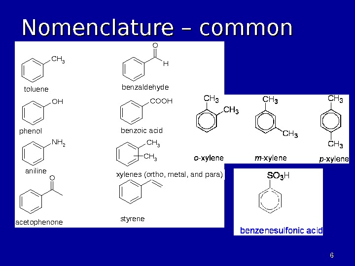 66 Nomenclature – common names. CH 3 OH NH 2 O O H COOH CH 3