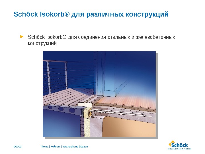 © 2012 S chöck Isokorb® для различных конструкций  Schöck Isokorb® для соединения стальных и железобетонных