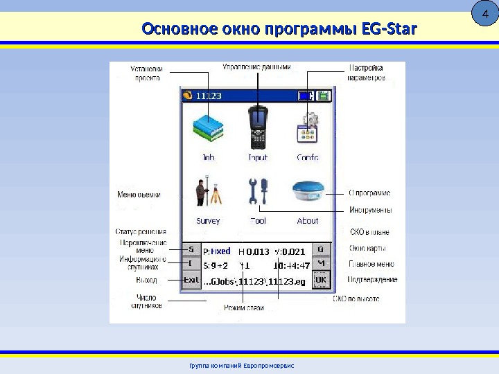 Основное окно программы EG-Star Группа компаний Европромсервис  4 