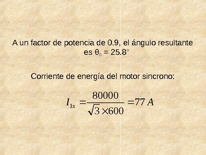 A un factor de potencia de 0. 9, el ángulo resultante es θ 0 = 25.