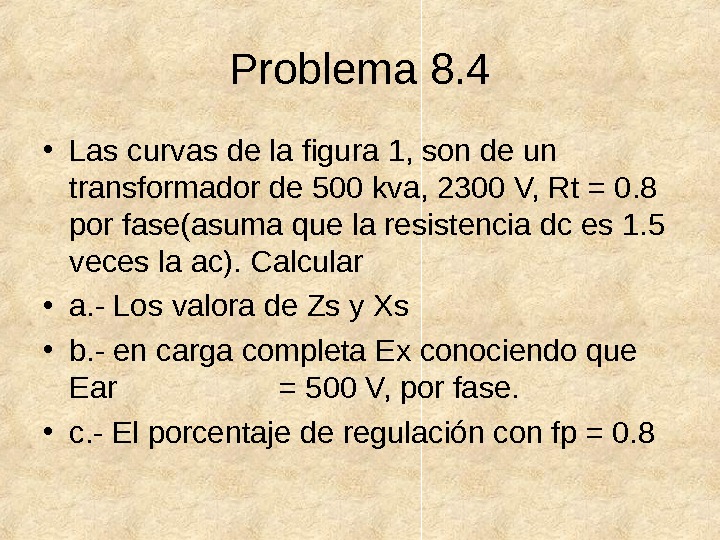 Problema 8. 4 • Las curvas de la figura 1, son de un transformador de 500