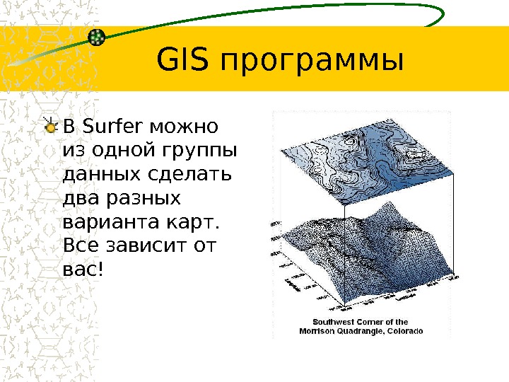 GIS программы В Surfer можно из одной группы данных сделать два разных варианта карт.  Все