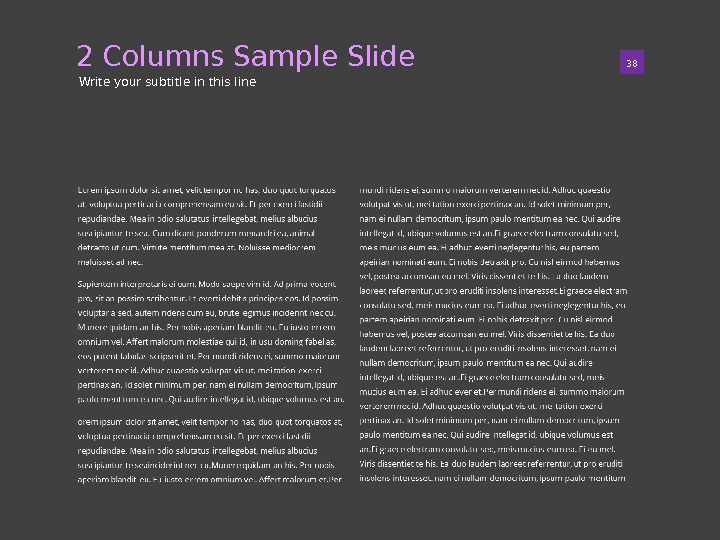 2 Columns Sample Slide 01 38 Write your subtitle in this line 