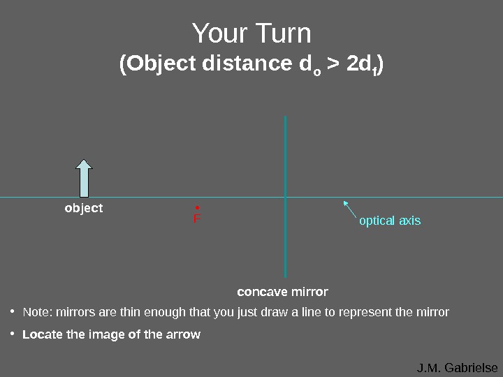 J. M. Gabrielseoptical axis. Your Turn (Object distance d o  2 d f ) •