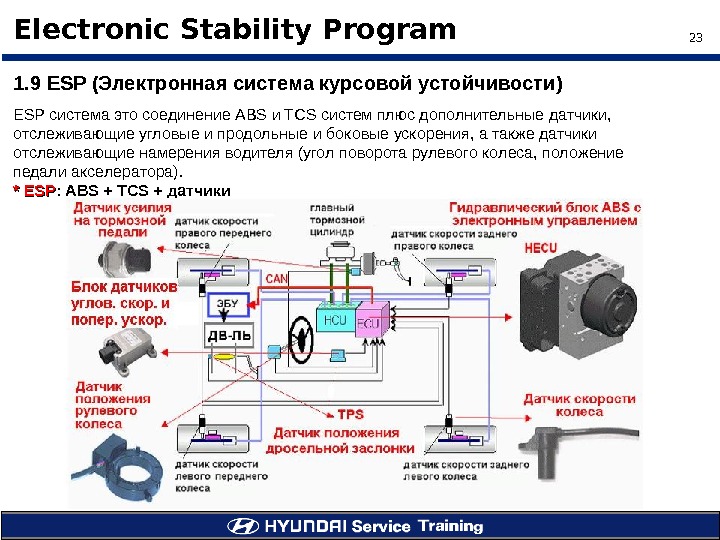 23Electronic Stability Program 1. 9 ESP ( Электронная система курсовой устойчивости ) ESP система это соединение