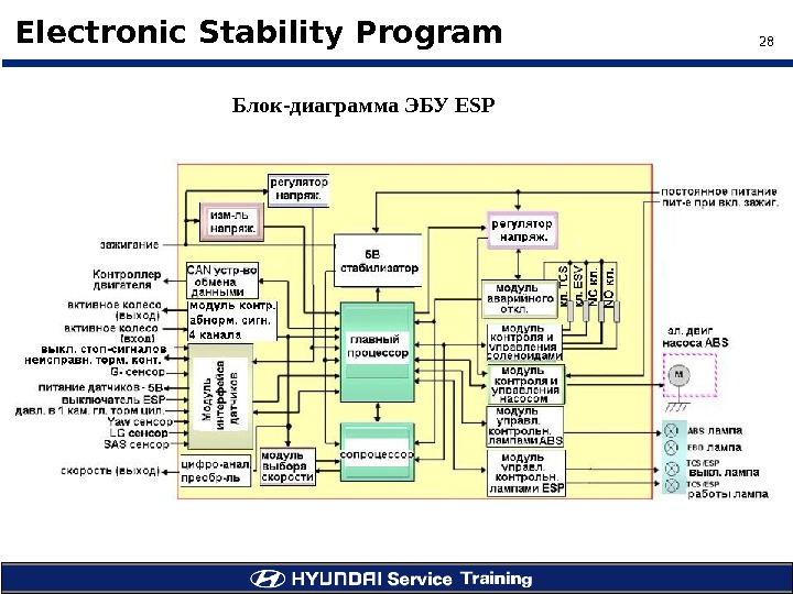 28Electronic Stability Program Блок-диаграмма ЭБУ ESP 