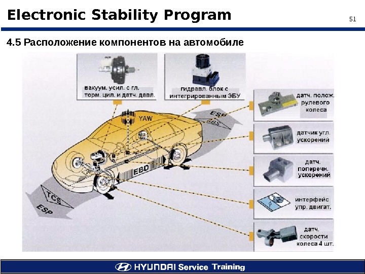 51Electronic Stability Program 4. 5 Расположение компонентов на автомобиле 