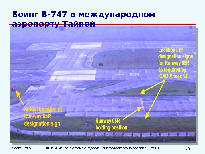 Модуль  № 5 Курс ИКАО по системам управления безопасностью полетов (СУБП) 59 Боинг B-747 в