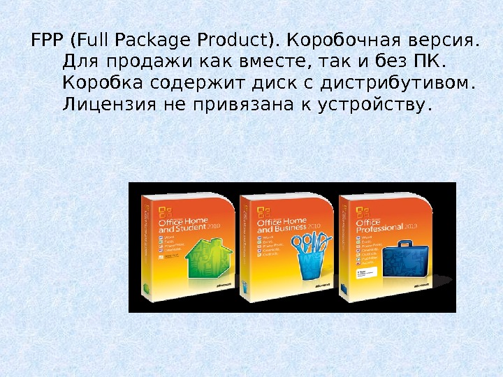 FPP ( Full Package Product ).  Коробочная версия.  Для продажи как вместе, так и