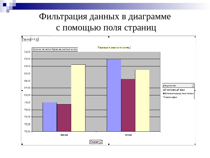 Фильтрация данных в диаграмме с помощью поля страниц 