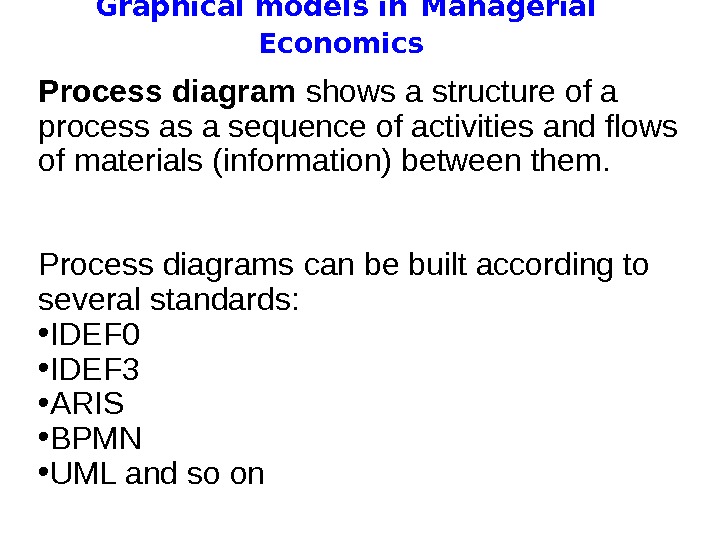   Graphical models in  Managerial Economics Process diagram shows a structure of a process