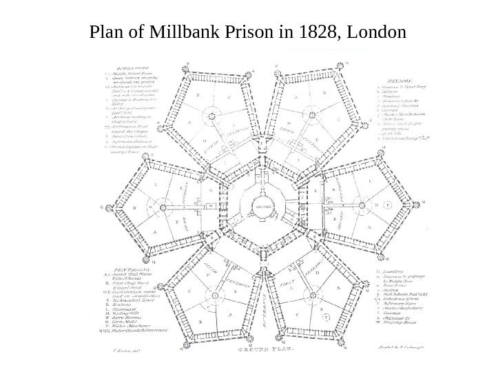 Plan of Millbank Prison in 1828, London 