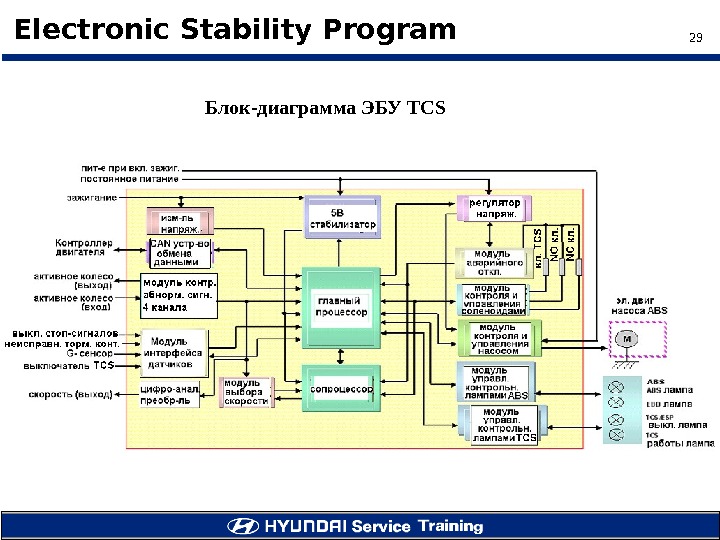 29 Electronic Stability Program Блок-диаграмма ЭБУ TCS 