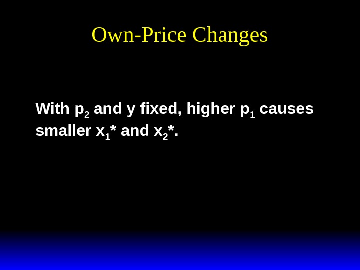 Own-Price Changesxppy y pp 112212 12 ** (, , ).  With p 2 and y
