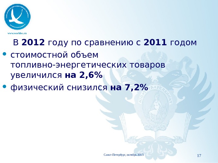 www. worldec. ru     В 2012 году по сравнению с 2011 годом 