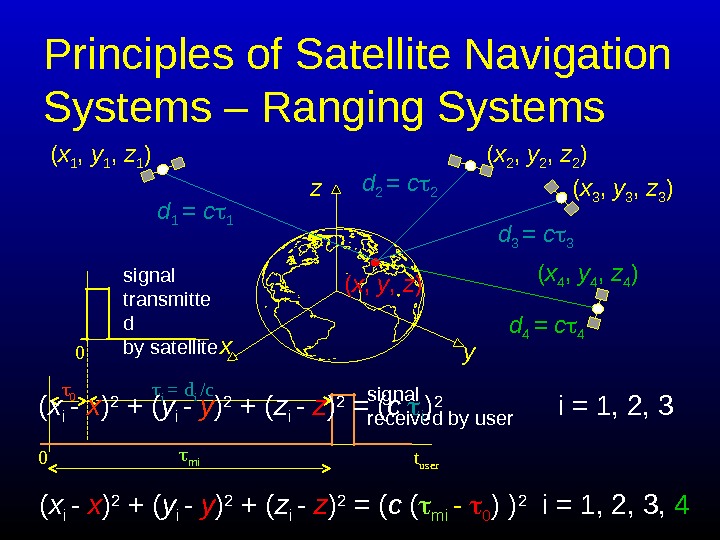   Principles of Satellite Navigation Systems – Ranging Systems ( x 1 ,  y