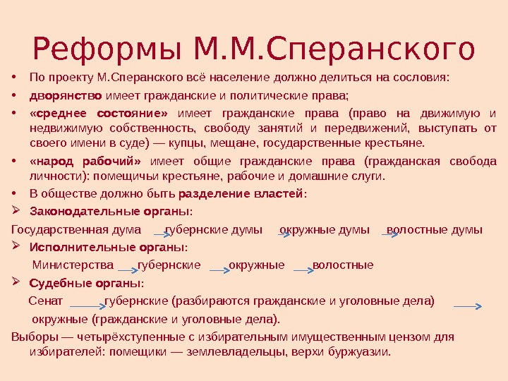 В чем суть проекта м сперанского