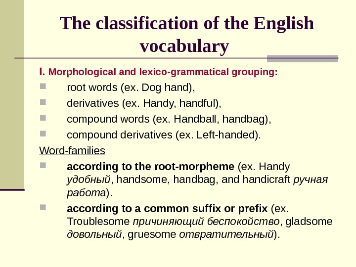 Lexicology Lecture 2 English Vocabulary As A