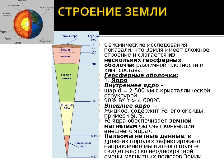 Особенности внутреннего строения земли презентация