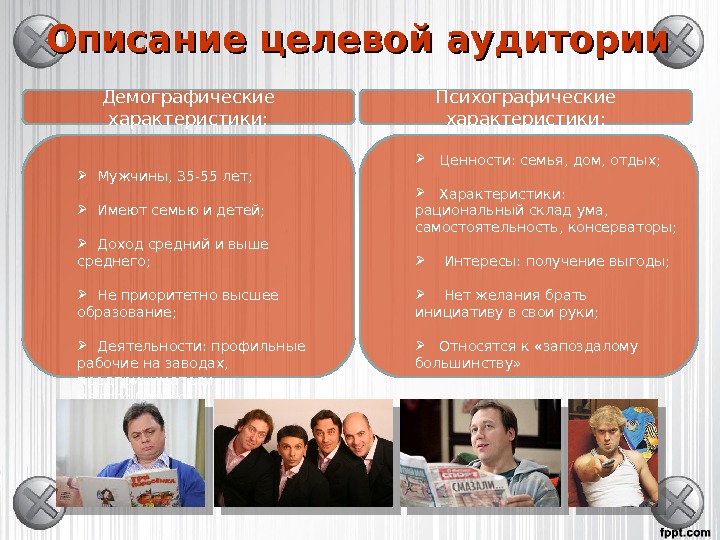 Целевая аудитория презентация пример