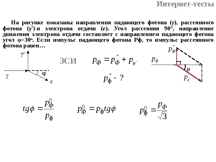 Энергия падающего фотона равна