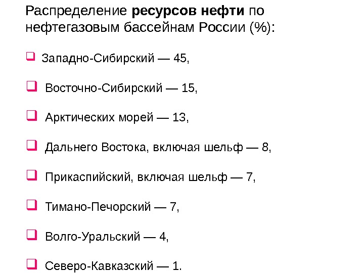 План характеристики нефтяного бассейна