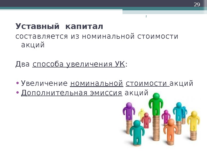 Уставный капитал составляется. • Уставный капитал составляется из номинальной стоимости акций..