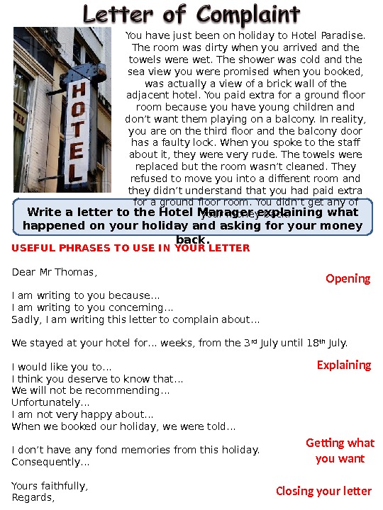 Complaint перевод. A Letter of complaint примеры. Write a Letter of complaint. Letter of complaint Hotel. Writing complaint Letter.