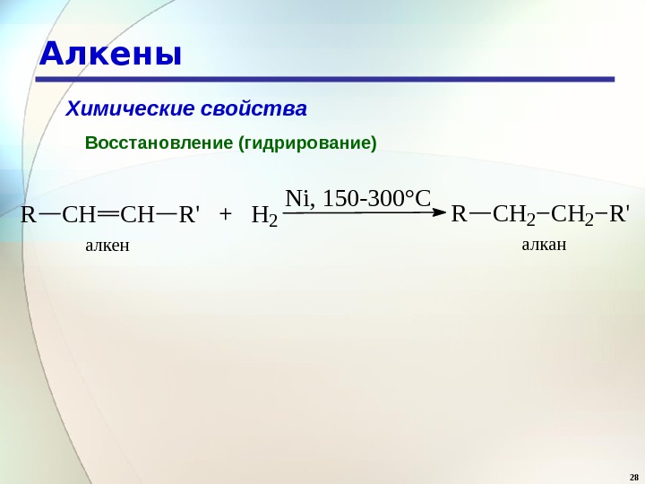 Алкены химические свойства презентация