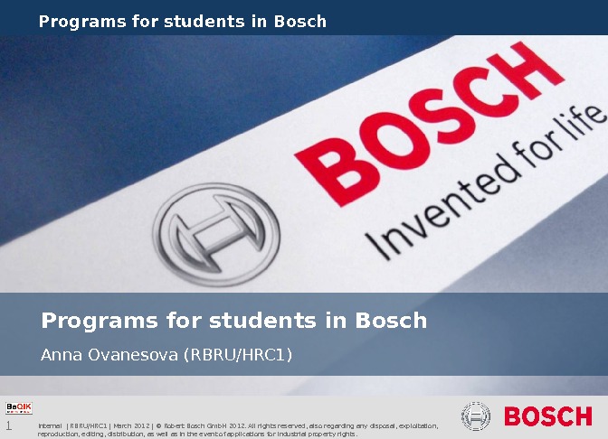 1 Programs for students in Bosch Internal