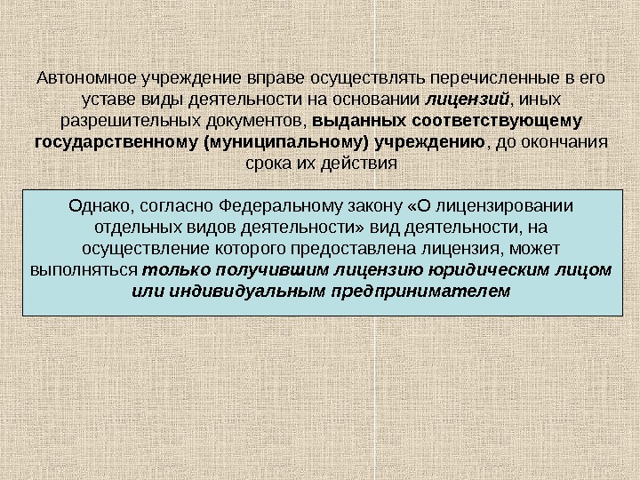 Однако согласно. Автономное учреждение вправе. Бюджетные учреждения презентация. Деятельность предприятия согласно его уставу. Уставом этот вид деятельности не предусмотрен.